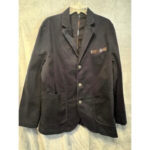 Pendleton Thos Kay 42 Black Cotton Blazer Plaid Elbow‎ Patches Casual Sport Coat
